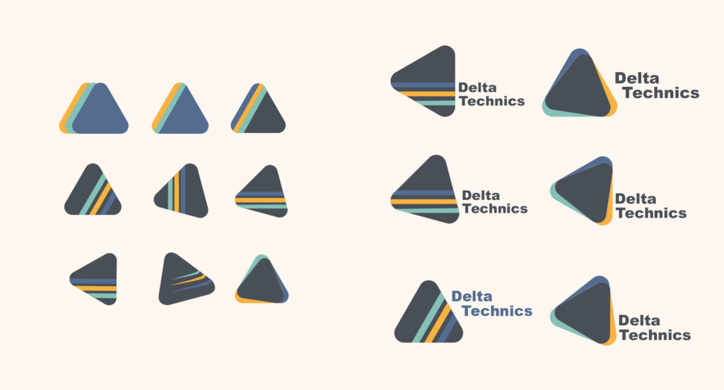 Een studie van verschillende logo's voor Delta Technics